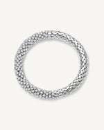 18k white gold highly polished finish 180 twister luxe bracelet with pavé white diamonds on white background