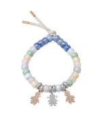 forte beads bracelet with 18k white florentine frosted finish gold bead with mini pavé diamond bambini pendants on white background