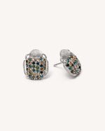 18k white gold scarab pavé studs on white backgorund