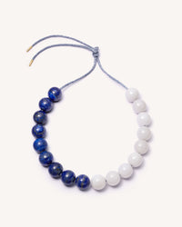 Bowery Downtown necklace including Lapis lazuli and White agate semi precious spheres
