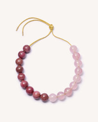 Bowery Downtown necklace including Rhodonite and Rose quartz semi precious spheres