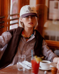 Soho downtown necklace styled with striped shirt and jumper