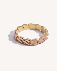 18k pink gold EveryDay bracelet with 18k yellow gold interior with Patinato segments, Florentine Finish frosted gold, on white background