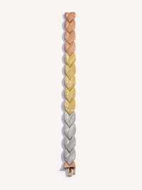 18k yellow, pink and white gold EveryDay necklace with Florentine Finish frosted gold, on white background