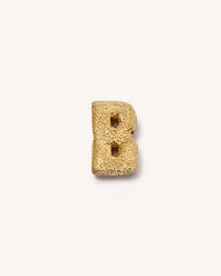 18k Yellow gold florentine frosted finish letter B 