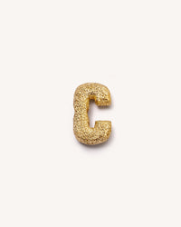 18k Yellow gold florentine frosted finish letter C 
