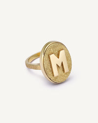 Florentine Finish Initial Ring