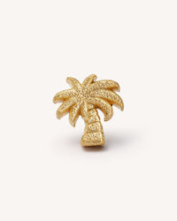 18k yellow forte got lucky florentine frosted finish gold palma single earring on white background