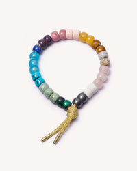 Panarea Forte Beads bracelet and sun lurex cord with 18k yellow gold caps