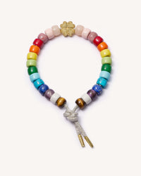 Quadrifoglio Forte beads bracelet, with Moon lurex cord with 18k yellow gold caps and 18k yellow gold Fgl Quadrifoglio Bead
