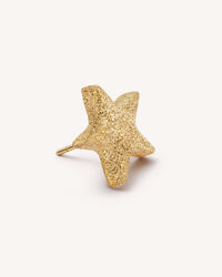 18k yellow forte got lucky florentine frosted finish gold stella single earring on white background