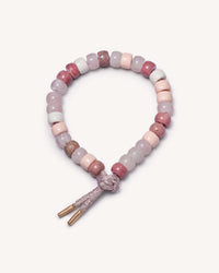 The colony forte beads bracelet with heather pink lurex cord with 18k Rose gold