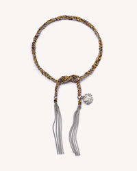 Art of wishes Silver lucky bracelet, tied with silver courage charm on white background