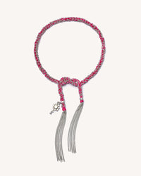 Art of wishes Silver lucky bracelet, tied with silver magic charm on white background