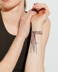 Art of wishes Silver lucky bracelets collection, presented on model's wrist