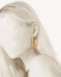 Florentine Finish Large Oval Hoop Earrings