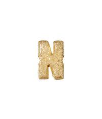 18k Yellow gold florentine frosted finish letter N