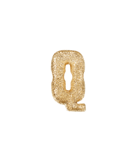 18k Yellow gold florentine frosted finish letter Q 