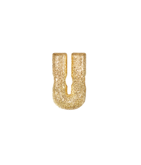 18k Yellow gold florentine frosted finish letter U