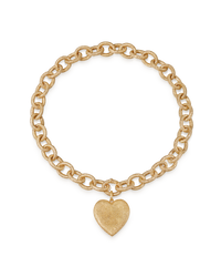 18k florentine frosted finish yellow gold 1885 necklace with 18k florentine frosted finish yellow gold cuore pendant on white background