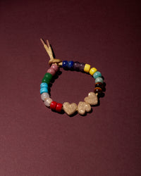 forte beads bracelet including 18k florentine frosted finish yellow gold cuore beads