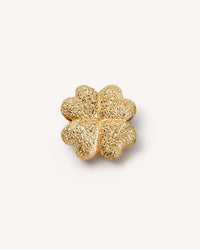 18k yellow florentine frosted finish yellow gold Forte got lucky Quadrifoglio Bead on white background