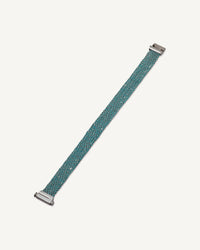 18k black gold and blue silk woven 1cm bracelet on white background